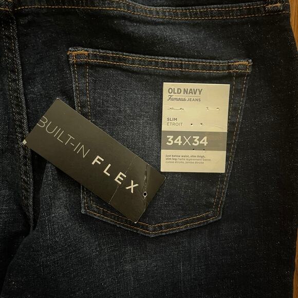Old Navy Slim Straight Denim Jeans Mens 34x32 Blue Casual Basic Minimalist - Picture 3 of 9